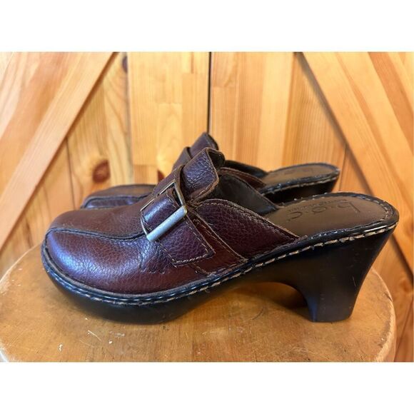 B.O.C. Born Concept Wedge Clog Sandals Brown Leather Womens Size 8 - Picture 1 of 9